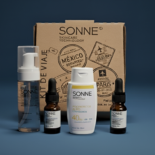 Rutina completa de skincare en tamaño compacto